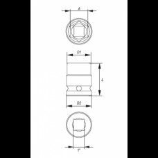 YATO Cheie tubulara hexagonala de impact 50 mm, pr..